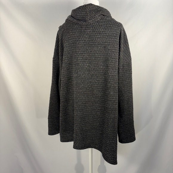 New York Laundry Women's Gray Textured Cowl Neck Tunic Top Button Detail L - Picture 6 of 12